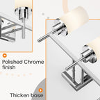 AONEON Bathrom Light Fixtures Polished Chrome 3 Vanity Lights with White Frosted Glass Shade, Wall Lamps Over Mirror for Bath Washroom Bedrom T001CH-L3