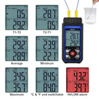 Thermocouple Thermometer Digital K Type Thermometer with 4 Thermocouples, -328~2500℉ Measuring Range HVAC Dual Channels Temperature Meter Gauge with LED Backlight & ADJ Compensation