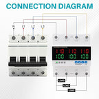 KNMIPJD Over Under Voltage Protection Device, 110V 100A Adjustable Circuit Breaker with LED Display for Real-Time Monitoring of Voltage, Current, Power, Home Commercial Electrical Safety（4P 100A）