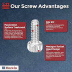 Kozelo 60pcs Socket Head Cap Screws - [M1.4-0.3 x 3mm] 304 Stainless Steel Allen Socket Drive for Electrical Motor 3D Printing Fan Engine Replacement Use, Silver