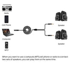 Kxable 1/8 Inch TRS Stereo Y Splitter Cable 1.5FT, 3.5mm Female to 2-Male Y-Splitter Stereo Audio Cable, for Cell Phone PC Laptop, Speaker, Headphones, Suitable for Switching or Two Sets of Speakers