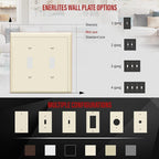 ENERLITES Toggle Light Switch Wall Plate, Gloss Finish, Midway Size 2-Gang 4.88" x 4.92", Unbreakable Polycarbonate Thermoplastic, UL Listed, 8812M-LA, Light Almond