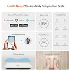 iHealth Nexus Smart Scale for Body Weight Bluetooth, Digital Bathroom Scale Body Fat and Muscle, Body Composition Monitor Health Analyzer for BMI Compatible for iOS & Android Accurate to 0.1lb-White