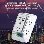 3-Sided Outlet Extender with Night Light - QINLIANF Multi Plug Outlet with 5 Outlets and 4 USB Ports(1 USB-C), USB Wall Charger for Home, Office, Travel, ETL Listed, White
