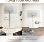 AX WABER Universal Floor TV Stand with Mount 70 Degree Swivel 9 Level Height Adjustable and Space Saving Design for Most 27 to 65 inch LCD, LED OLED TVs, Perfect for Corner & Bedroom White AX1006TW