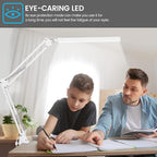 TROPICALTREE LED Desk Lamp for Home Office, Clamp-On with 3 Light Modes | 14W Adjustable Brightness 5000K Eye-Caring Lighting for Study/Bedroom/Computer Desk (White)