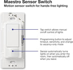 Lutron Maestro Motion Sensor Light Switch Indoor for Bathroom, Garage, Laundry Room, Any Bulbs, Occupancy Vacancy Sensor, Single-Pole, MS-OPS2-BL, Black
