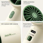 JISULIFE Portable Fan Christmas Gifts, 4000mAh Mini Handheld Fan with Neck Strap, Stickers, Christmas Stockings, Ideal for Travel, Camping. Gifts for Women, Men, Kids (Beige)