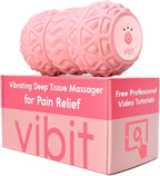 Vibit - Vibrating Massager for Plantar Fasciitis, Pain Relief and Sciatica, Foot and Body Portable Massage Roller, Deep Tissue Pain Relief from Feet to Neck, Electric, 3 Vibration Levels (Pink)