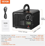 VEVOR Ozone Generator, 24000mg/h Ozone Machine, High Capacity Commercial/Industrial Ozone Generator Machine with 0-120 min Time Setting for Rooms, Cars