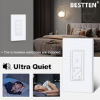 BESTTEN 10 Pack Super Slim Digital Dimmer with Air Gap Power Cut Off Switch, Single Pole or 3 Way Dimmable Light Dimmer Switch, 3 Button Control, Screwless Wallplate Included, ETL Listed, White