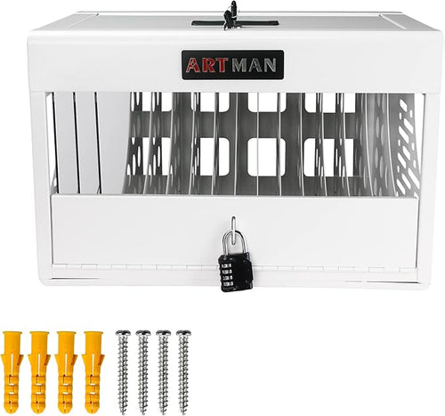 16 Device Wall-Mount Charging Station for Laptops/Tablets/iPads/Chromebooks,16 Bay Lockable Charging Cabinet with Power Strip for Classroom,School Storage Charging Cabinet，Fully Assembly(16 Bay-White)