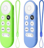 2PC Cover-Case-for-Chromecast-Google-TV-Remote, Glow-in-The-Dark Silicone Sleeve Skin for Google Chromecast 4K/HD (Green + Blue)