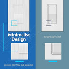 LIDER Brushed White Minimalist Design Decorator Switch with Screwless Wall Plate, Frameless Wall Light Switch, On/Off Rocker Switch, Single Pole, Residential Grade, 3 Wire, 15A 120-277VAC, 5 Pack
