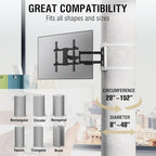 CondoMounts CLMTVA1044 Full Motion Large Pillar TV Mount | Column | Round & Square TV Post Mount | NO Drill | Holds 80lbs | Fits 32-in. to 70-in. TVs | Fits Pillars 8-in & Wider | White Strap