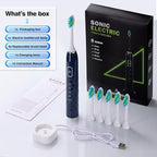 ZUAMEGU Sonic Electric Toothbrush for Adults - Deep Cleaning Teeth Whitening6 Replacement Brush Heads100-Day Battery5 Modes w/SensitiveIPX7 Waterproof (Color Options)