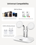 SwanScout Wireless Charger for iPhone Air/17, SwanScout 706M, Dual Magnetic Charger for iPhone 16/15/14/13/12 Series, Charging Station for AirPods Pro 3/2, AirPods 4/3rd (White)