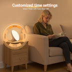 COMSYNC Light Therapy Lamp with 10000 Lux Sun Light & 670nm Red Night Light, Sleep Aid & Mood Boosting Lamp, 5 Color Temperatures, 5 Brightness Levels, 4 Timer Settings, Smart Touch & Remote Control