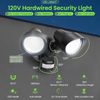ALUSSO Motion Sensor Outdoor Lights, 30W 3500LM Flood Lights Outdoor, 3 Modes (Dusk to Dawn/Auto/On Time), 3CCT 3000K/4000K/6500K Waterproof Hardwired Security Light ETL Listed for Porch Garage, 1PC