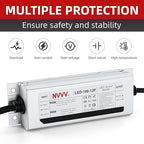 12V LED Driver 100W Waterproof IP68 Power Supply Low Voltage Transformer Adapter AC 100V-120V to 12V DC Converter for LED Lights for Bedroom, Indoor Outdoor Lighting Built-in Active PFC Function