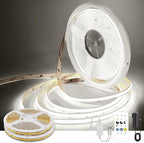 Pandery COB LED Strip Lights Cool White,24V Dimmable led Light Strip KIT with Remote and app Control,6000K 65FT/20m 8mm Wide Ra>90 Cuttable Flexible Strip Lights for Bedroom,Shelf,Cabinet