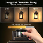 VIANIS Motion Sensor Outside Lights for House, Oil-Rubbed Bronze Porch Lights Outdoor with Tempered Ripple Glass, Aluminum Waterproof Outdoor Light Fixtures Wall Mount for Garage, Garden, Entrance