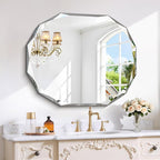 GLASHOM Frameless Bathroom Mirror, 30x36 inch Vanity Mirror Beveled Edge Wall Mounted, Modern Frameless Mirror for Bathroom, Living Room, Entryway Mirror Horizontal or Vertical