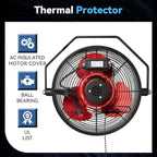 Fanqiebros 12 IN High Velocity Wall Mount Fan, 3 Speed Industrial Wall Fan with Sealed Motor, 2500 CFM Adjustable Air Circulator for Garage, Commercial, Greenhouse, Warehouse & Gazebo Use, UL Listed