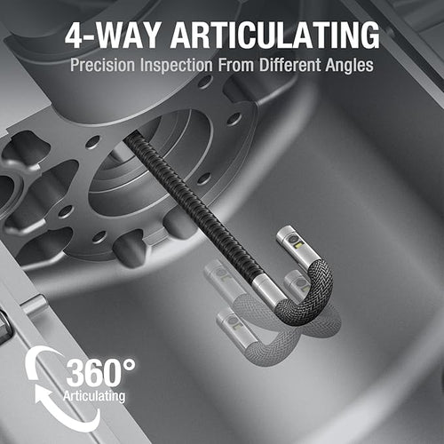 360 Articulating Borescope with 6” Monitor, Teslong Mechanics Inspection Camera with 4-Way Joystick Articulation, HD Steerable Endoscope Camera with Light, See in Wall Engine Hole Camera(0.24inch-5FT)
