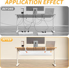 SUREUP9 No Drill Under Desk Cable Management Tray, 28" Cord Organizer with Clamp, Fabric Cable Management for Standing Desks, Ideal for Home & Office - White