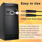 Weatwo 3.5mm Headphone Splitter for PC TRRS Female to TRS Dual Male Jack Y Splitter Aux Cable Headset Audio Adapter Cord for Gaming Headset Headphone Earphone to Dual-Jack PC Desktop Computer Laptop