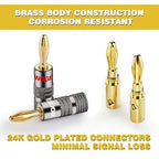 WGGE WG-029 Banana Plugs Audio Jack Connector, 24k Gold Dual Screw Lock Speaker Connector for Speaker Wire, Wall Plate, Home Theater, Audio/Video Receiver, and Sound Systems ((6 Pairs (12 Plugs)))
