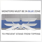 VIVO Dual LED LCD Monitor Mount, Free-Standing Desk Stand for 2 Screens up to 27 Inch, Fully Adjustable Arms with Max VESA 100x100mm, Extra Large Base, White, STAND-V002FW