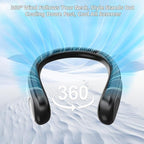 Portable Neck Fan,Personal Wearable Bladeless Fan,LED Display,4-Speeds,6000mAh USB Rechargeable,360° Strong Cooling Wind,Hands Free,White Elephant Gift,Christmas Gifts for Men Women Dad Mom (Black)