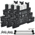 3Pcs Electromechanical Relay Black Miniature Power Relay 24VDC and 24VAC HF41F/24-ZS 6Amp SPDT with LED Light, DIN Rail, Ultra Small and Thin Socket