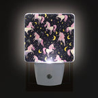 Pigsaly Led Night Light Unicorn Pink Horse Moon Night Light Plug in Wall Lamp Smart Dusk to Dawn Sensor Nightlight Led Lamp Energy Saving Lights Gift for Kids Room Bedroom Bathroom Hallway
