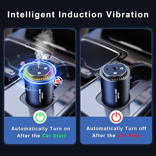 2025 Upgrade Smart Car Air Freshener, Rechargeable Car Air Freshener Diffuser with Starlight Projector & Atmosphere Light, Adjustable Car Freshener with Ultrasonic Tech & Auto On/Off, 50ml Perfume