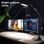 ANNAITE LED Desk Lamp for Home Office, Eye-Caring Modern Desk Light, 3 Color Temperature 10 Brightness Computer Light, Dimmable Desk Light with Memory & Timer Func, Metal Swing Arm Table Lamp (Black)
