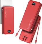 aonidi 20000mAh Ultra-Portable-Charger-Power-Bank PD20W with Built in Cables&AC Wall Plug,Fast Charging Cell Phone Charger Battery Pack,LED Display Travel Battery Bank for All iPhone,Samsung,Android