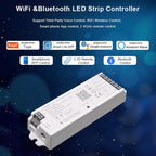 TUNICHX 5 in1 WB5 2.4GHz WiFi PWM LED Controller Compatible with Alexa/Google Home/Tuya Smart Life APP Control for Dimming CCT RGB RGBCCT RGBW LED Strip Match WR01RF WR02RF etc RF Remote