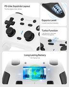 abxylute C5P Wireless Gaming Controller for PC/Switch/iOS/Android/PS3/PS4/Steam/MAC, 2.4 GHz Hall Effect Stick & Trigger Turbo-Remappable Back Buttons Rubberized Grip Console Layout Gamepad Vibration