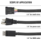Moxita 25ft - 1/4 inch Cord Protector Cable Sleeve Split Wire Loom Tubing for Power Cord Audio USB Cable, Cord Sleeve Cable Management for TV Computer, Cord Protectors from Pets Chewing, Black