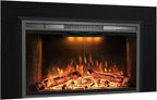 Velaychimny 52" Electric Fireplace Insert with Metal Trim Kit, Adjustable Flame, Fire Crackling Sound, Top Light Colors, Timer, Glass Door & Mesh Screen, Black
