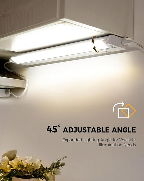 18" Hardwired Under Cabinet Lighting for Kitchen, 12W 1000LM, 3CCT Plug-in Under Counter Lights Fixtures, Dimmable, Connect Up to 15 Units, 45° Rotatable Design, YT-4208-16