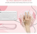 iCasso Large Gaming Mouse Pad Wrist Support Set, Desk Mat, 4in1 XXL Mousepad + Keyboard Wrist Rest+Mouse Wrist Rest+Coaster Set with Ergonomic Design for Home Office Table Computer-Pink Art