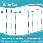 TelesPro 36 Feet High Reach Window Squeegee with 7-30 Ft Extension Pole, Window Cleaner Tool with 5-Stage Telescoping Pole, Window Cleaning Kit with Rotatable Head (2 Squeegee & 2 Microfibre Cloths)