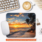 Armanza Square Mouse Pad Beach Sunset, Personalized Premium-Textured Custom Mouse Mat Design, Washable Mousepad Cloth, Non-Slip Rubber Base Computer Mouse Pads for Wireless Mouse