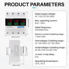 KNMIPJD Over Under Voltage Protection Device, 110V 100A Adjustable Circuit Breaker with LED Display for Real-Time Monitoring of Voltage, Current, Power, Home Commercial Electrical Safety（4P 100A）