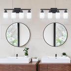 DIKAIDA Bathroom Light Fixtures, 4-Light Matte Black Bathroom Vanity Lights with Milky White Glass Shade, Bathroom Lights Over Mirror Wall Lamp Sconces for Mirror Bedroom, Living Room Hallway