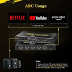 CORSAHD 4K@120Hz HDMI 2.1 Switch 4 in 1 Out with Audio Extractor,48Gbps,HDCP 2.3,HDR 10+,ARC,VRR,ALLM,CEC,IR Remote,Optical SPDIF 5.1Ch,AUX L/R 3.5mm 2.1Ch,HDMI Switcher 4x1,4 Port HDMI Selector